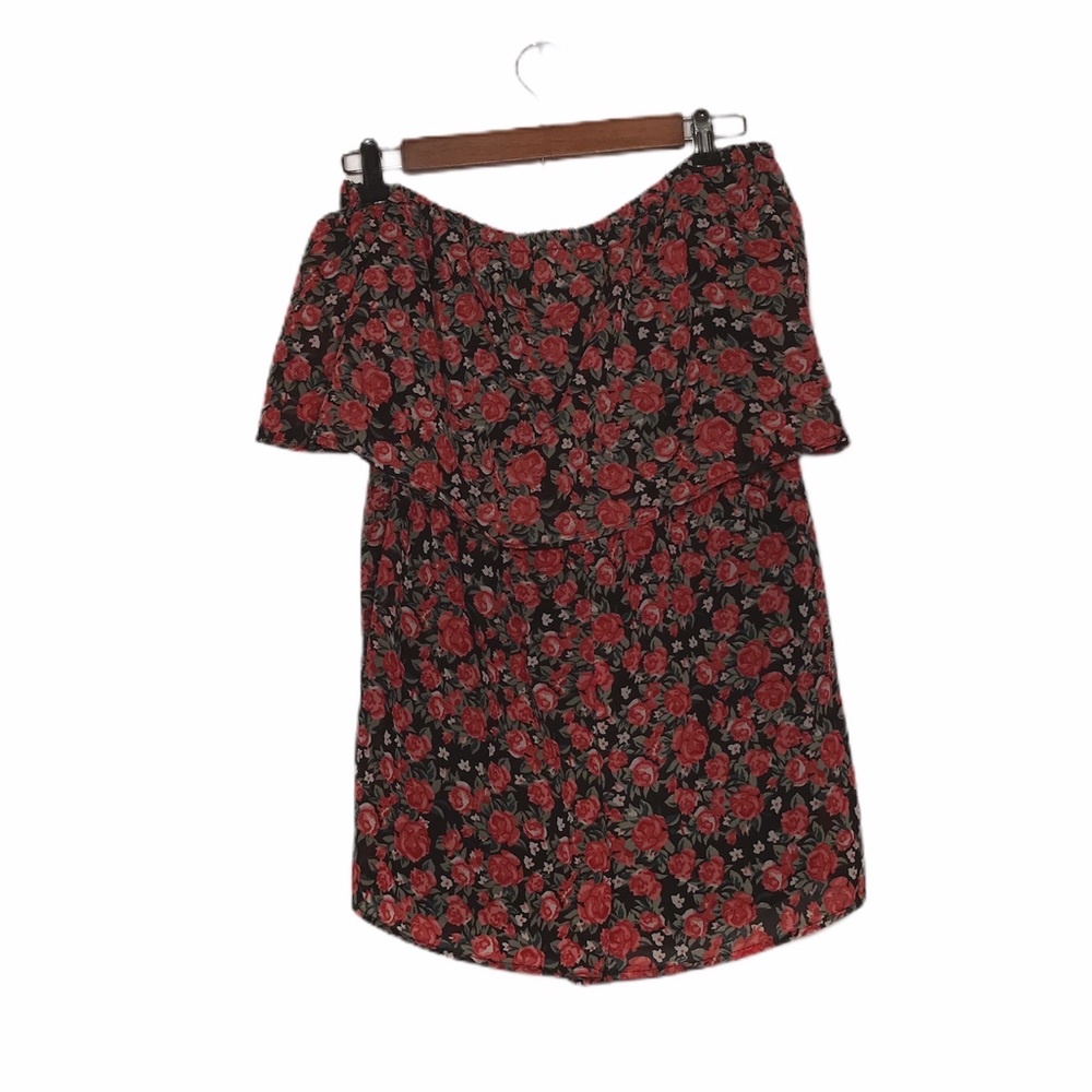Poof! U.S.A Red Floral Romper- Size Large